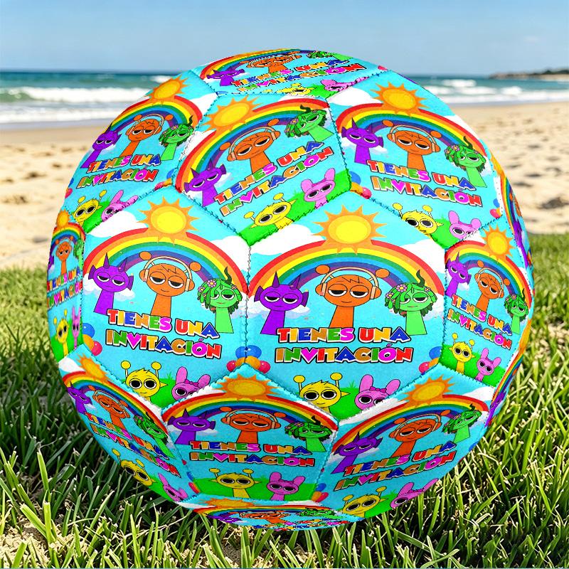 Sprunki Game Print Size 5 Soccer Ball, PU Wear Resistant Football for Match Training and Daily Practice, Birthday Gift for Soccer Fans