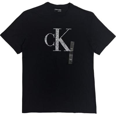 Casual Breathable Cotton Printed Crew Neck Short Sleeve T-Shirt Unisex Tops Black 40BC858-001