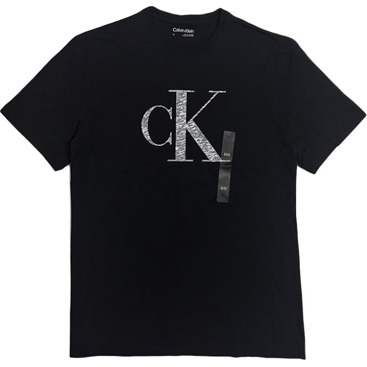 

Calvin Klein Повседневная дышащая хлопковая футболка с принтом, с круглым вырезом и коротким рукавом, мужские топы, черная 40BC858-001 S