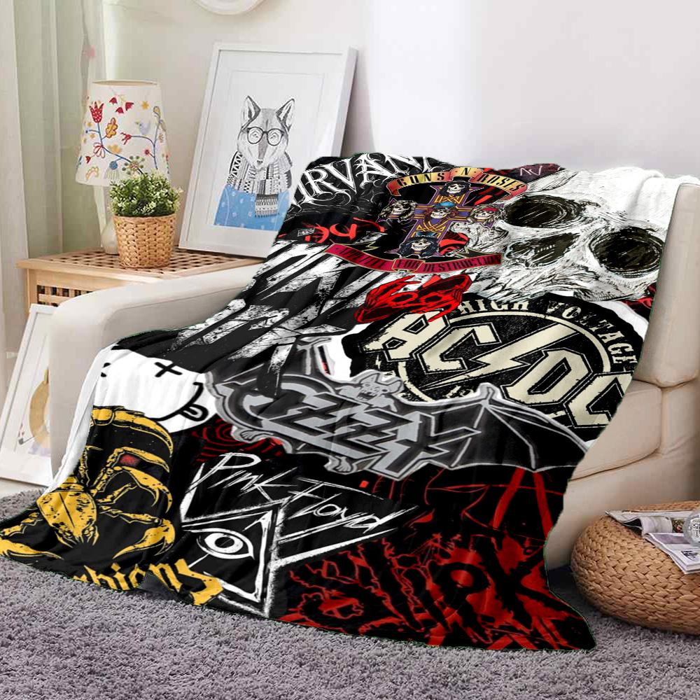Metal Music Flannel Blanket Throw Blanket Soft Warm Sofa Bed Camping Car home Decor Unique Christmas Gift C9302876