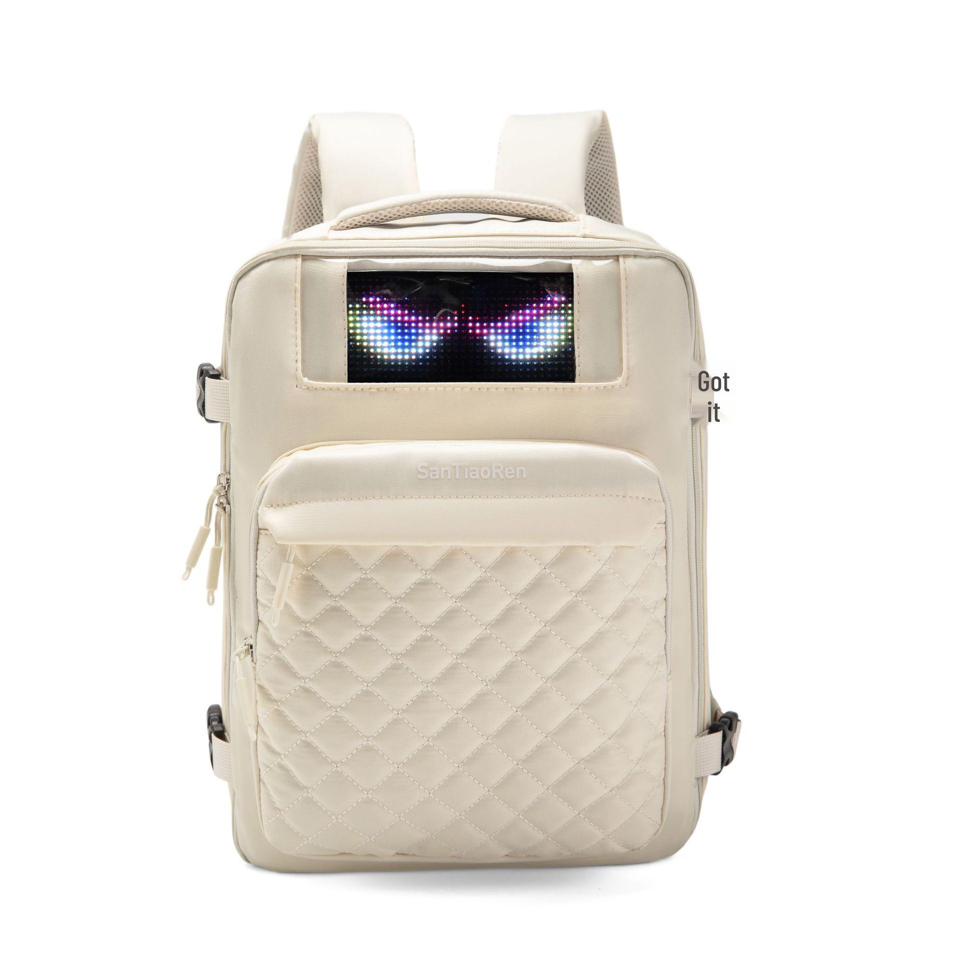 

Waterproof LED Backpack: Devil s Eye, Large Capacity, Fashionable Multifunctional Laptop Bag for Students 12 inch слоновая кость/белый