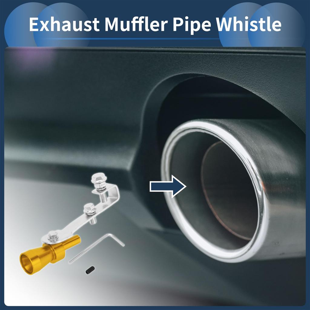 INFINAUTO Turbo Sound Exhaust Muffler Pipe Whistle Rear Tail Pipe S Carbide Chrome Manufacturer Aluminum Gold Tone 1 Set