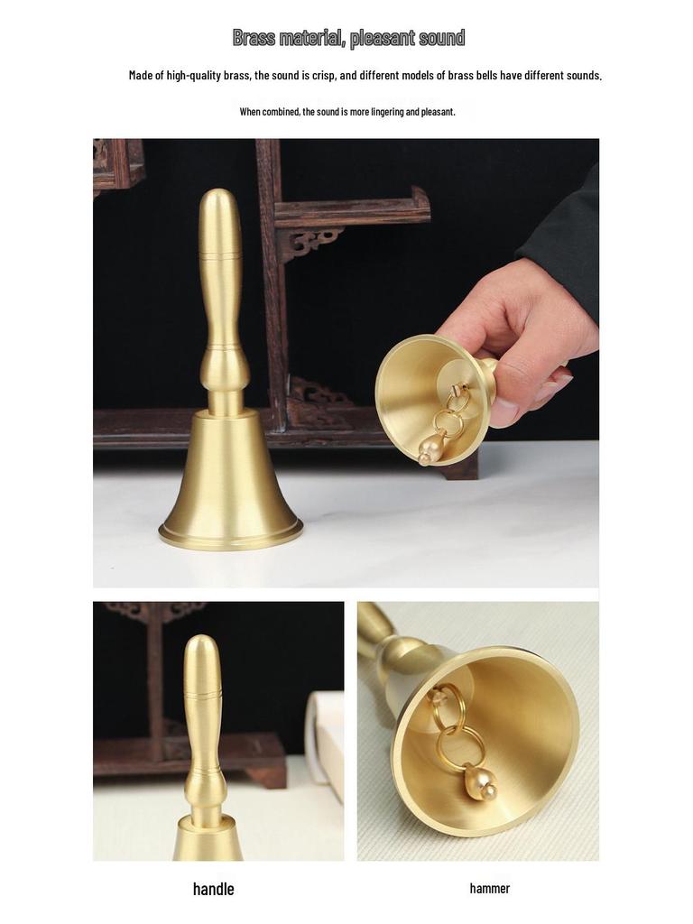 Gold Hand-Crank Brass Bells: Small & Large Vajra, Mealtime, Serving, Class, Reminder