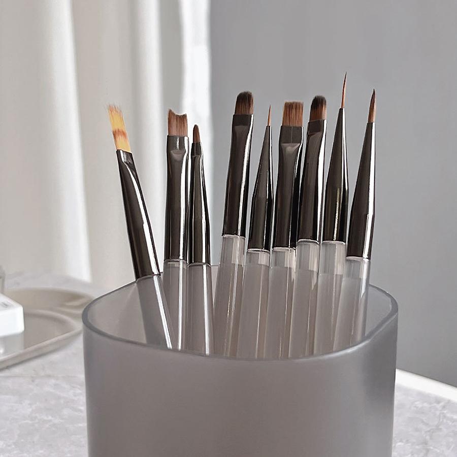 9Pcs UV Gel Acrylic Nail Brush Set, Nail Tips Extension Nail Brushes 3D Carving Manicure Salon Tools