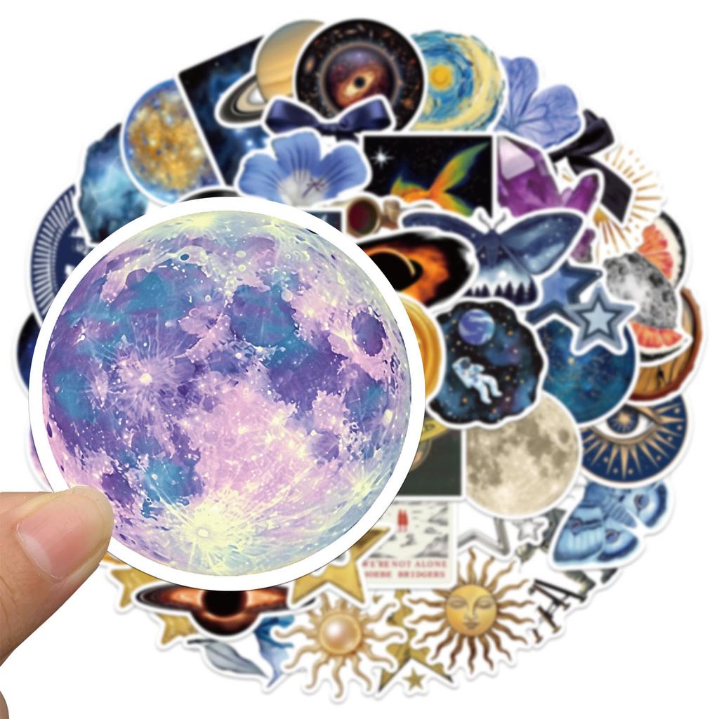 50 Stück Universum Planet Kunst Ästhetik Aufkleber DIY Handy Gitarre Laptop Notizbuch Koffer Tasse Wasserdichter Aufkleber Kinderspielzeug