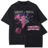 2026 Hot Sale Japan Anime Ghost In The Shell Kusanagi Motoko Printed Washed T Shirt Men Vintage Cotton Tshirts Harajuku Male Casual T-shirt