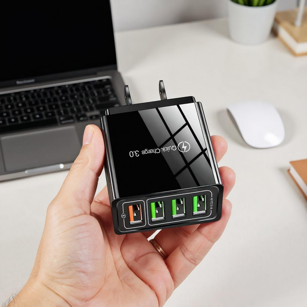 4-Port Fast Charger Quick Charge 3.0 Fast Charging Block Phone Charger Adapter for Smartphones Tablets