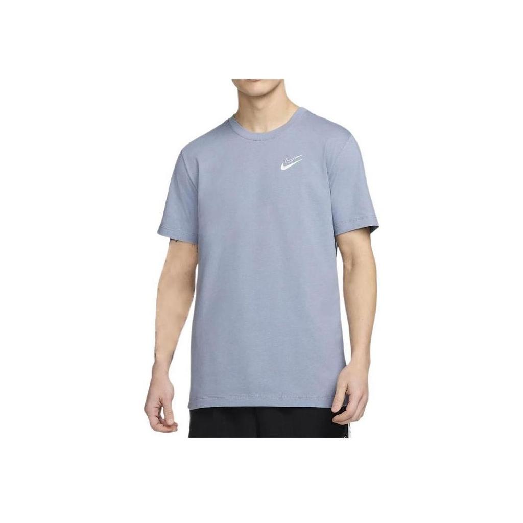 Nike Logo Print Crew Neck Short Sleeve T-Shirt With Drop Shoulder Men Tops Blue FV8405-493