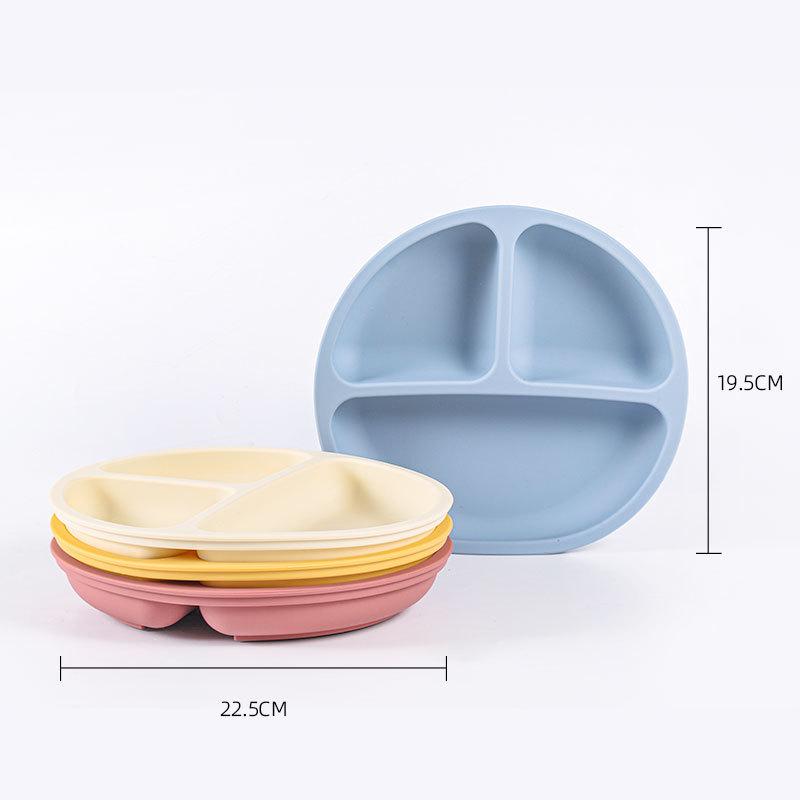 Food-Grade Silicone Baby Plate with Suction, Anti-Fall & Spill Features, Divided Sections for Infant Feeding