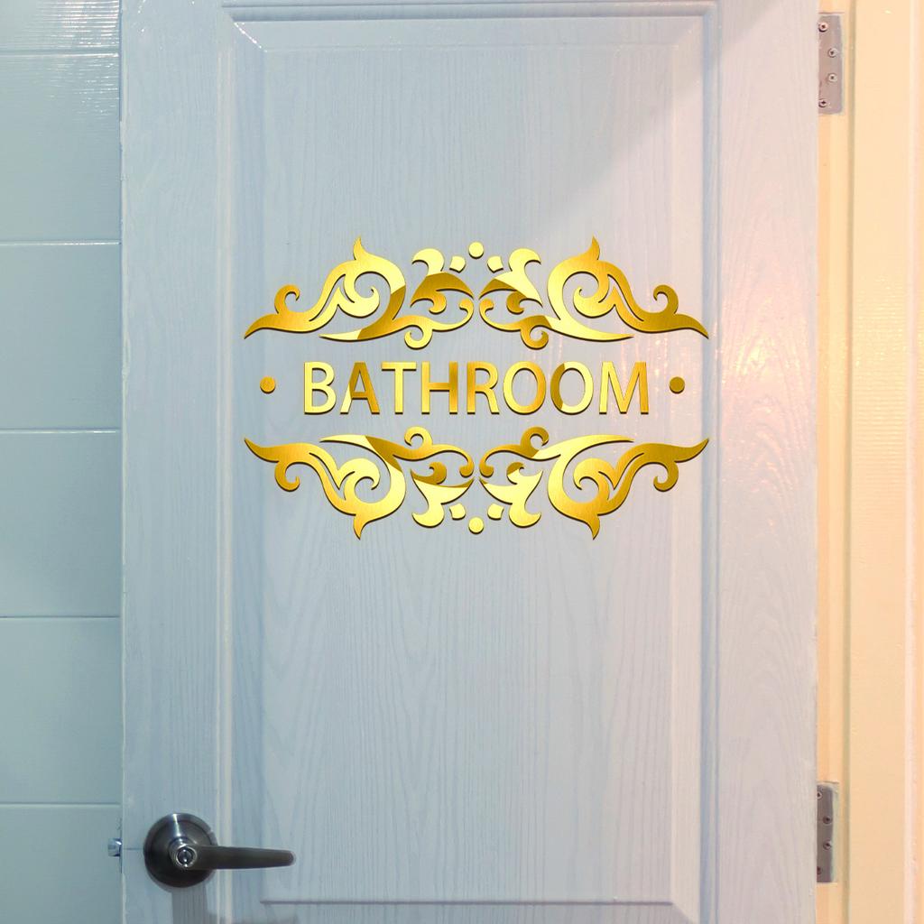 Tj12010 Hand-Painted Bronzing Bathroom English Pattern Door Sticker Decoration Room Bedroom Background Self-Adhesive Wall Sticker