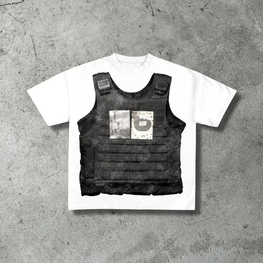 Y2k High Street Γραφικά T-shirts Ρούχα Εκτύπωση Βαμβακερό Μεγάλο Μέγεθος Με σχέδιο Εκτυπωμένο Ανδρικό T-shirt Στρογγυλή Λαιμόκοψη Ρετρό Φαρδιά Μπλούζες Unisex