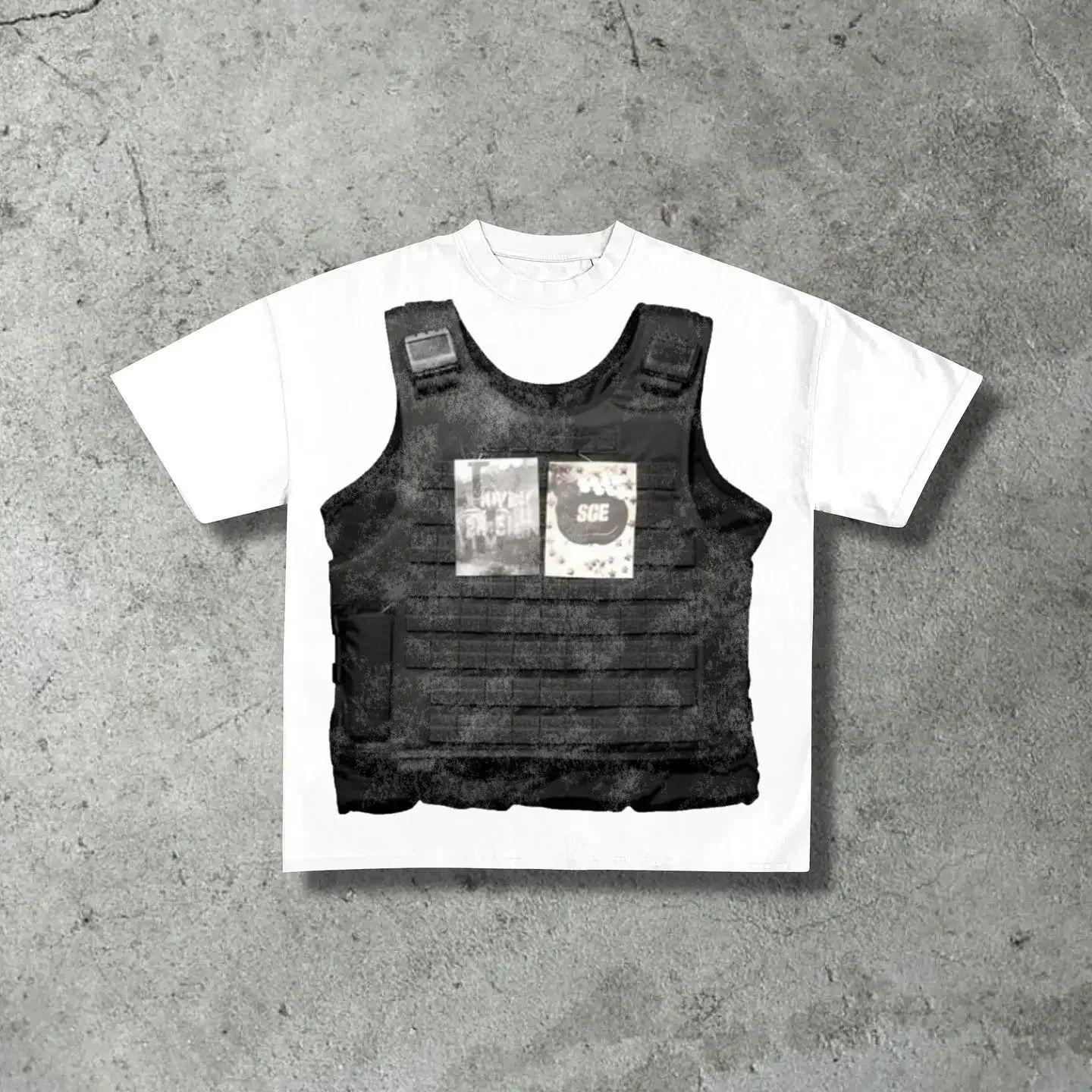 

Y2k Вуличний одяг Графічні футболки Одяг Принт Бавовна Оверсайз З принтом Чоловіча футболка Круглий виріз Ретро Вільні Топи Унісекс 4XL