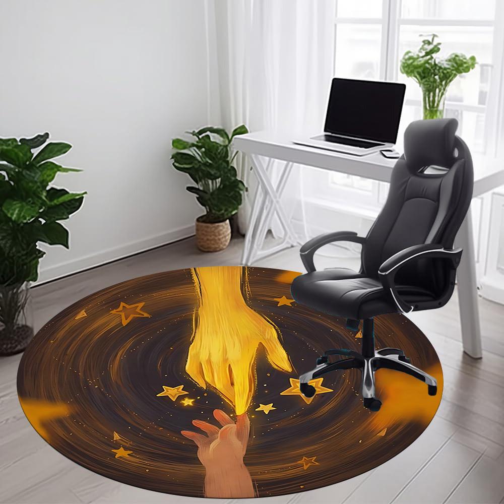 

1pc Hand Reach Office Round Area Rug, Indoor Mat Suitable ForOffice, Under Office Chairs Bedroom Living Room Home Decor T177 80cm by 80cm