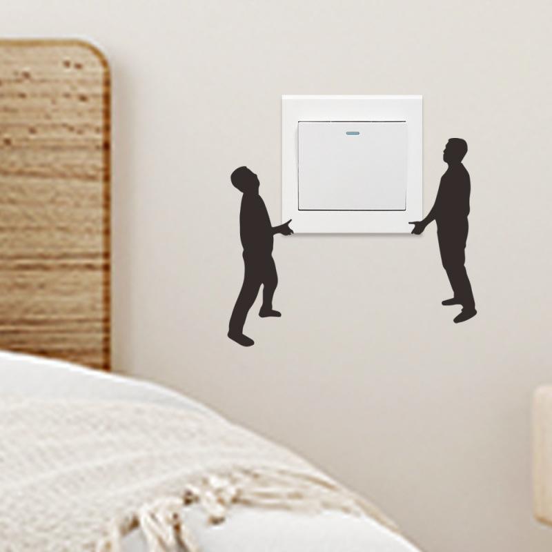 1Pc Self-adhesive Switch Socket Stickers Funny Character Living Room Bedroom Removable Decorative Stickers