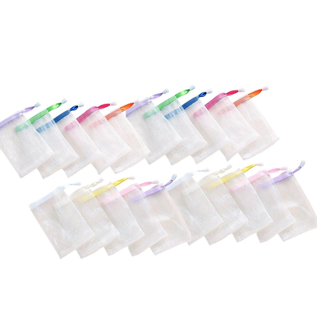 Gentle Facial Cleansing Net For Soap Bars Creates Rich Lather Quickly Soft PE Mesh With Hanging Rope For Bathroom Storage