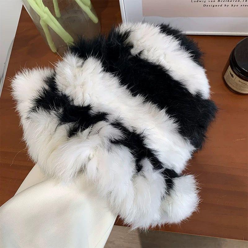 Women’s Hat Rabbit Fur Hat - Autumn Winter Warm Thickened Cold-proof Plush Bucket Hat