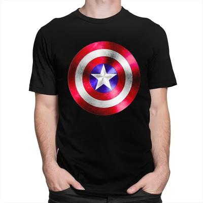 Hübsches Captain America T-Shirt Herren Kurzarm Baumwoll-T-Shirt Lässig Schild Superhelden T-Shirts Mode T-Shirt