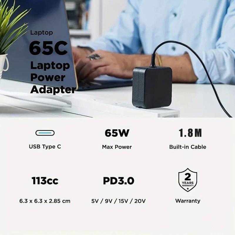 65W Type C Laptop Charger for Huawei, Xiaomi, and Lenovo