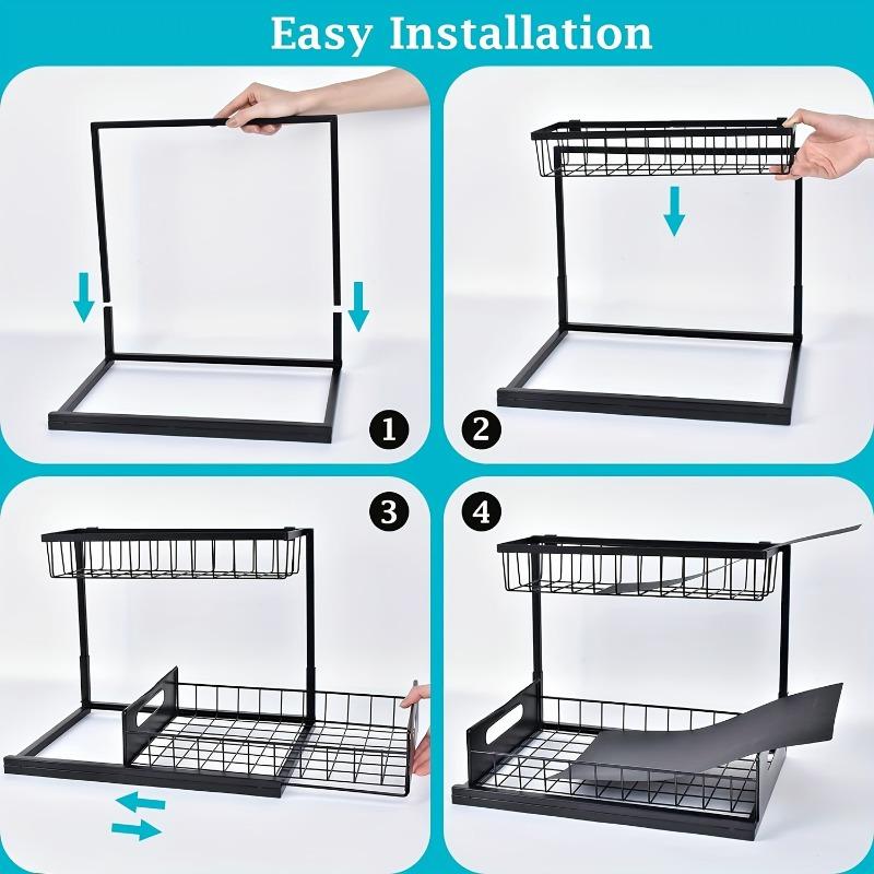1PC Sewer Storage Box, Pull-out Cabinet Storage Box, 2-layer Sliding Sink Rack, Cabinet Storage Rack