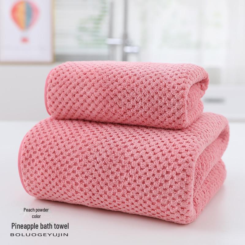 Dammode Ananas Korallfleece Badhandduk - Absorberande, Snabbtorkande, Ren Bomull för Sommarhem eller Strandbruk