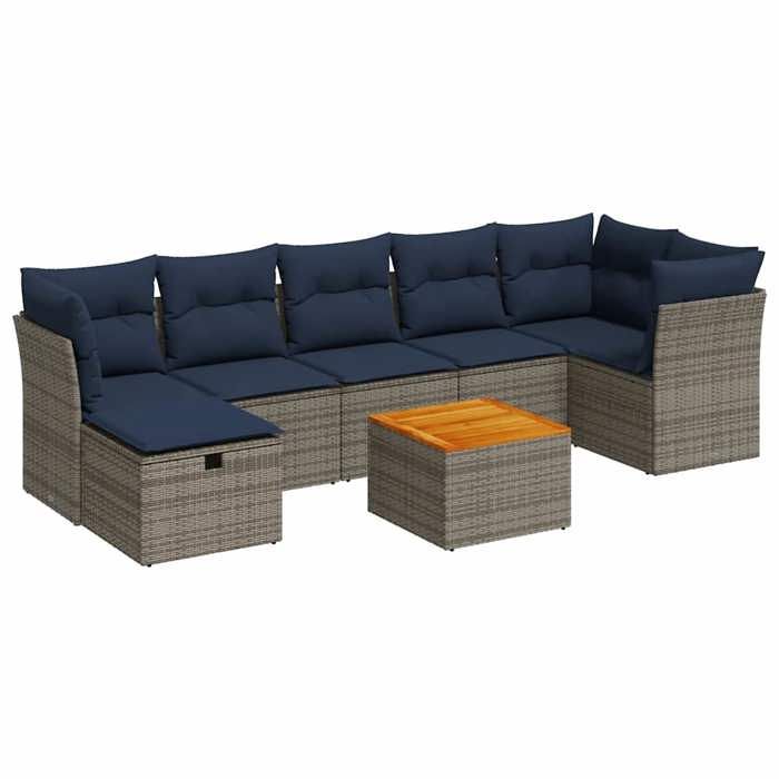 VidaXL Salon de jardin 8 pcs avec coussins gris résine tressée 3325771