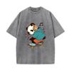 XH+90 MINISO 2026 Summer Vintage Wash Printed Pure Cotton Shoulder Style Men's and Women's Round Neck Short Sleeved Couple T-shirt