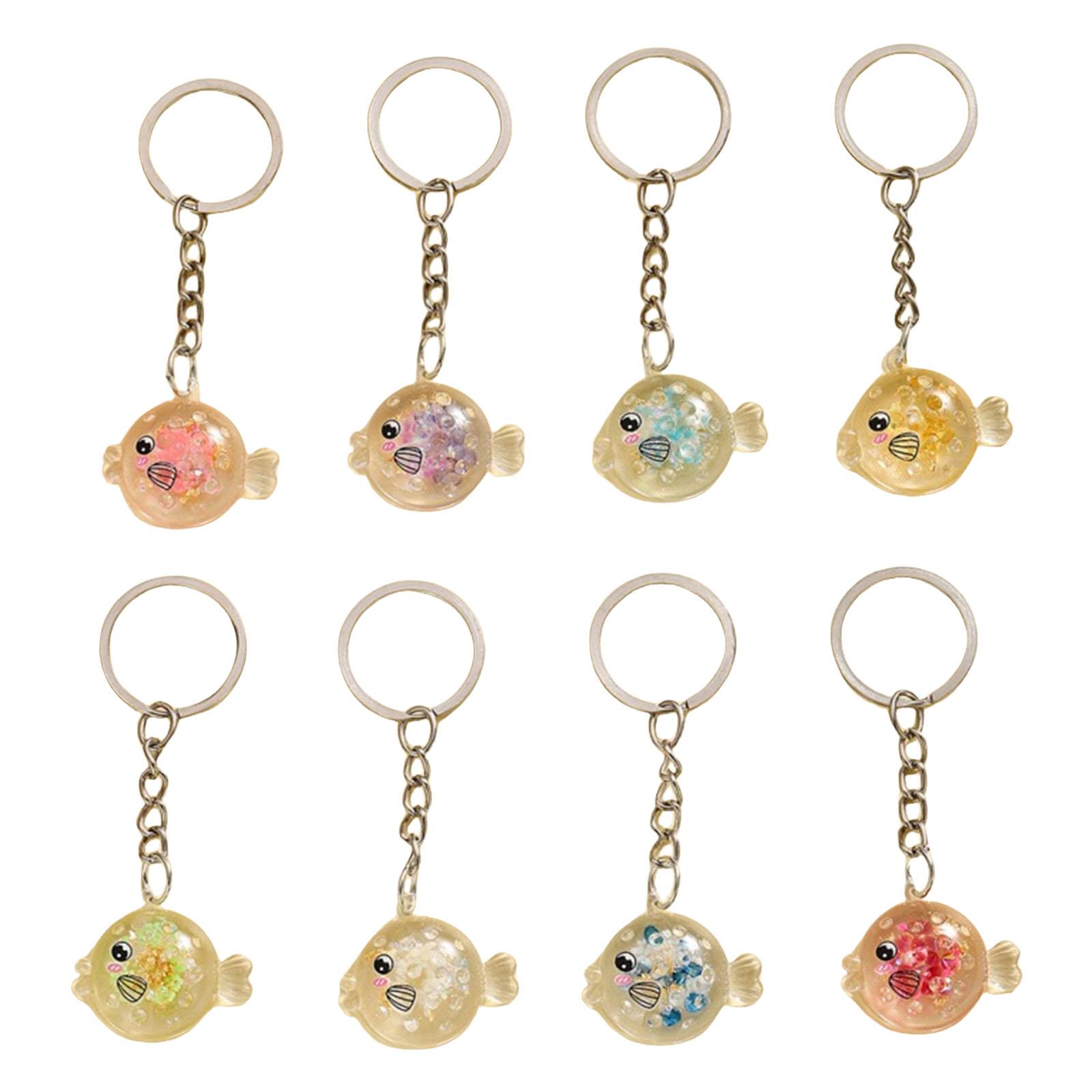 

8 шт. светящиеся в темноте брелоки в виде рыбы-собаки, набор светящихся брелоков в виде рыбы-собаки, силиконовые брелоки для легкого поиска