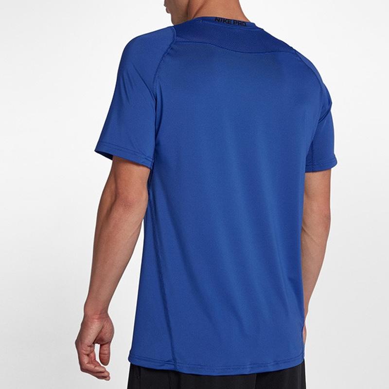 Nike Pro Breathable Quick-Dry Running Training Fitness Shirt Men Tops Blue 838094-480