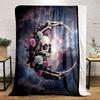 "Skull and Rose Crescent In the Sky" Patterned Flannel Blanket Perfect for the Bedroom Living Room, Sofa, or a Little Nap