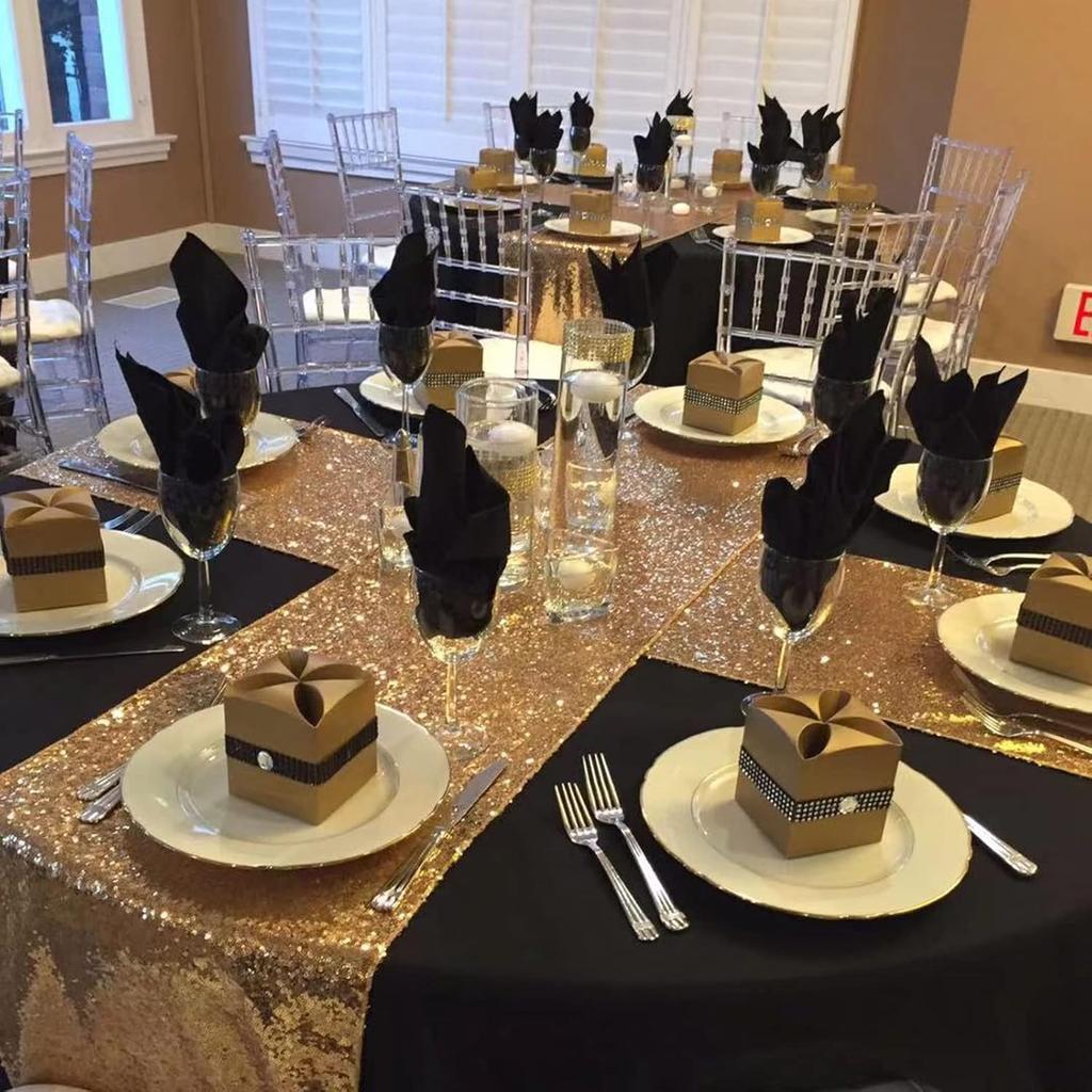 Sequin Table Runner Glitter Gold For Wedding Banquet Holiday Birthday Party Baby Shower Bridal Shower Engagement Decor