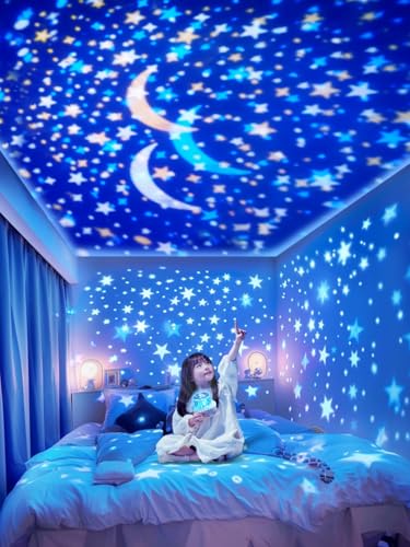 21 types of projection films included. A home planetarium projector for children, featuring stars, moon, and ocean. A popular, high-quality projector