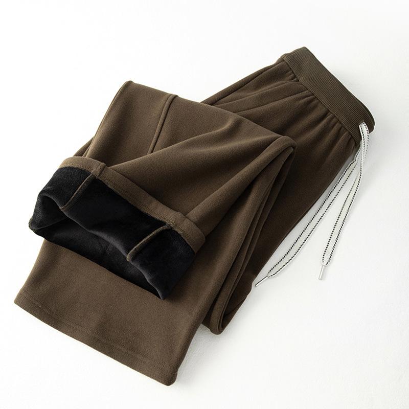 

Women s Winter Faux Cashmere Rivet Design Wide-Leg Pants - Slim-Fit, Straight-Leg Casual Sweatpants Small коричневый