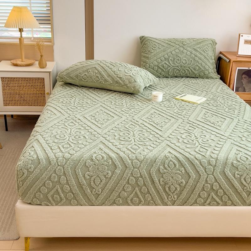 1 Stück Jacquard Bettdecke Verdicken Samt Matratzenbezug Warmhalten Spannbettlaken Staubdicht Rutschfest Matratzenschoner Elastische Laken