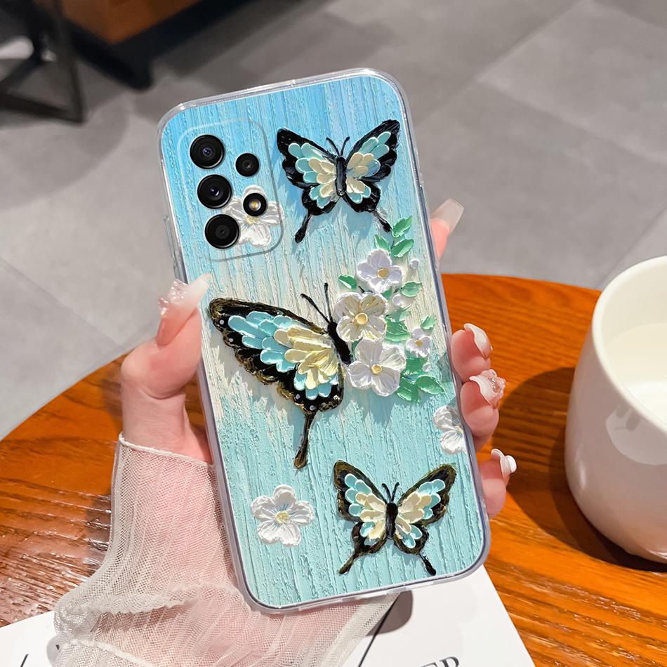 Flower Case For Samsung Galaxy A52 Phone Cover For Samsung A 52 Cases Soft Transparent Silicone Christmas Elk deer Back Covers