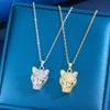 Collana a Leopardo Placcata Oro 18K con Zirconio e Acciaio al Titanio