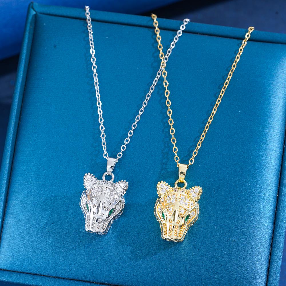 Collana a Leopardo Placcata Oro 18K con Zirconio e Acciaio al Titanio