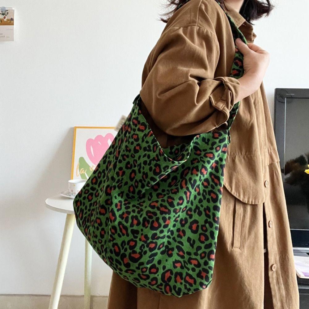 

Corduroy Ladies Tote Shopper Bag Leopard Print Female Chest Crossbody Bag Women s Shoulder Bag