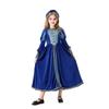 Girls Renaissance Medieval Dress Costume, Blue Velvet, Lace, Headwear Included
