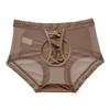 Large Size Female Light Luxury Satin Pearlescent Hollow Sexy Pure Desire To Pack Hip Mid Waist Underwear