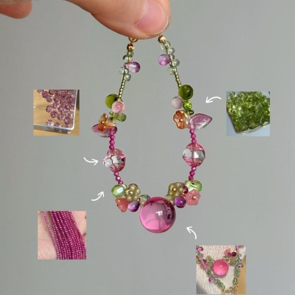 Cute Y2K Bohemian Cartoon Resin Cherry Fruit Flower Pendant Bead Choker Necklace for Girls Harajuku Charm Jewelry Accessories