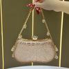 Ladies Gorgeous Evening Clutch Bag,Sparkling Rhinestone Flower Design Handbag,Fashion Shoulder Crossbody Bag with Chain Purse