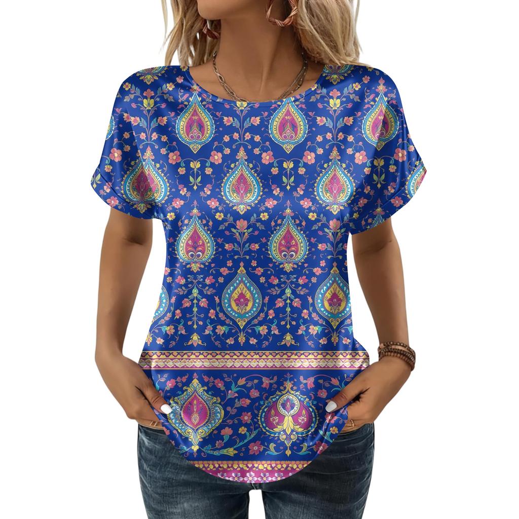 Modisches Lässiges Vintage Bedrucktes Damenoberteil