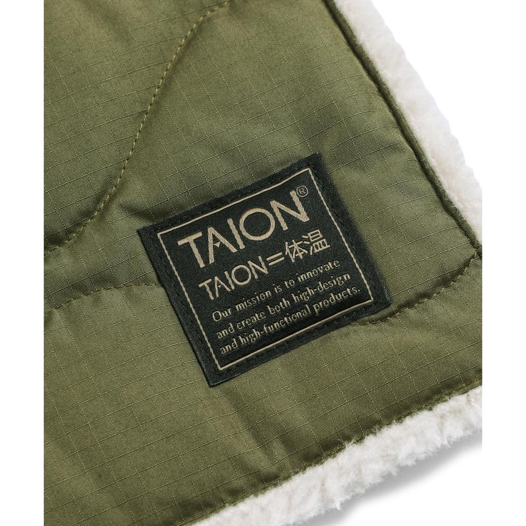 Taion Down Dark Olive X Cream R201ML-1 Muffler, Beige,