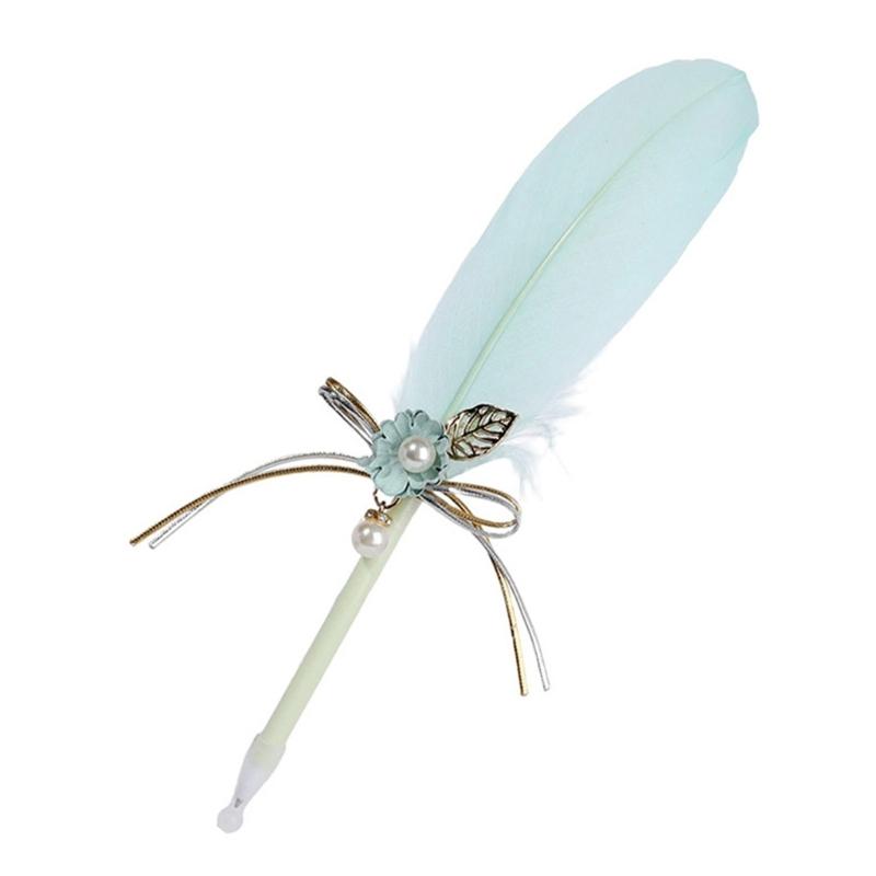 Antiqued Feather Ballpoint Pen Multipurpose Feathered Signing Pen for Student Adult Daily Writing Note Taking Journaling
