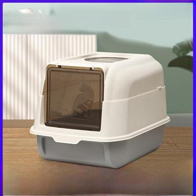 Große, geschlossene Katzentoilette mit Spritzschutz, Deodorierer und Top-Einstieg