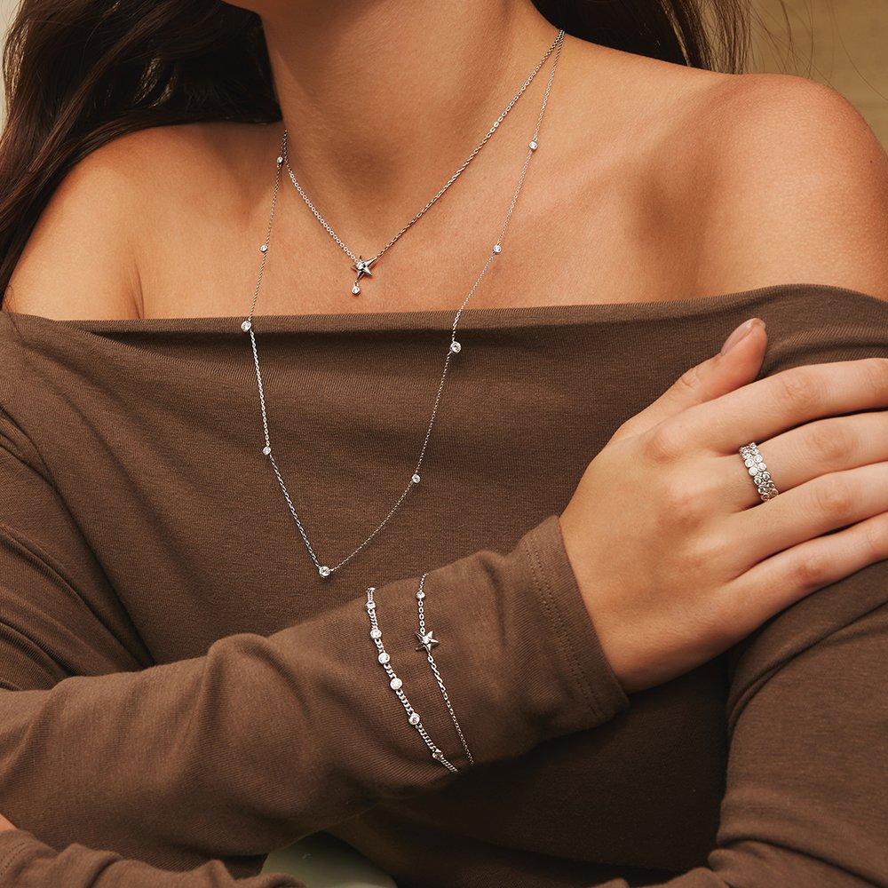 Silver Sparkling Star 925 Silver Bracelet B066-04H