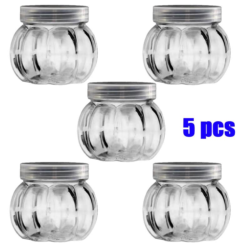 5 Stuks 150ml ABS Plastic Pompoen Snoeppotten Transparante Cadeau Containers Mini Snackhouders Kristal Modder Lege Pot Bewaarflessen