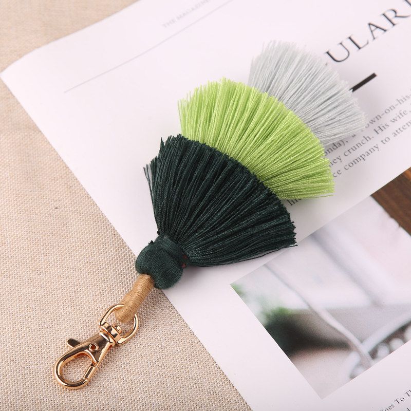 Three-Layer Cotton Tassel Pendant Bag Ornaments Ethnic Style Fashion Keychain Bohemia 3-Layer Tassel Pendant