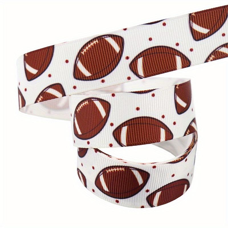 1 Roll Football Ribbon 5 Yards Rugby Grosgrain Ribbons Brown Green Sports Decorative Ribbon for Gift Wrapping Party Favors DIY Crafts