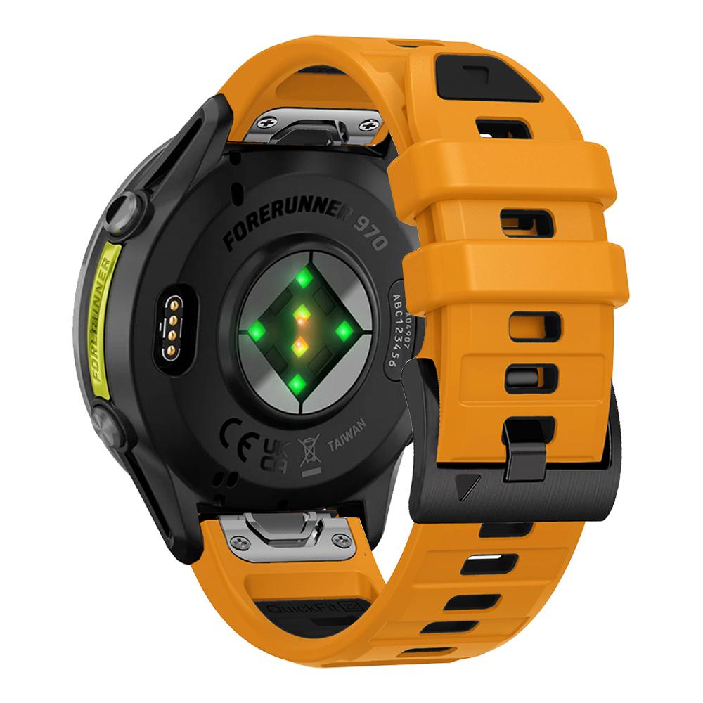 QuickFit 22mm Two-Tone Silicone Band For Garmin Forerunner 970 965 955 Solar 945 935 745 Descent G2 Fenix E Watch Strap Bracelet